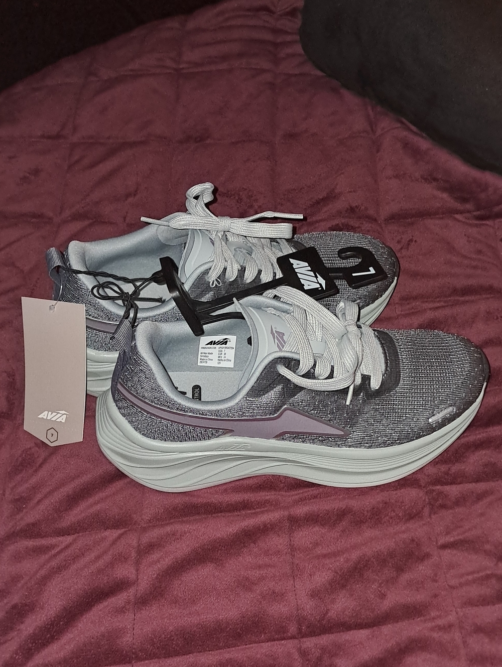 Avia Women's Lavender Gray Lace-Up Walking Sneakers